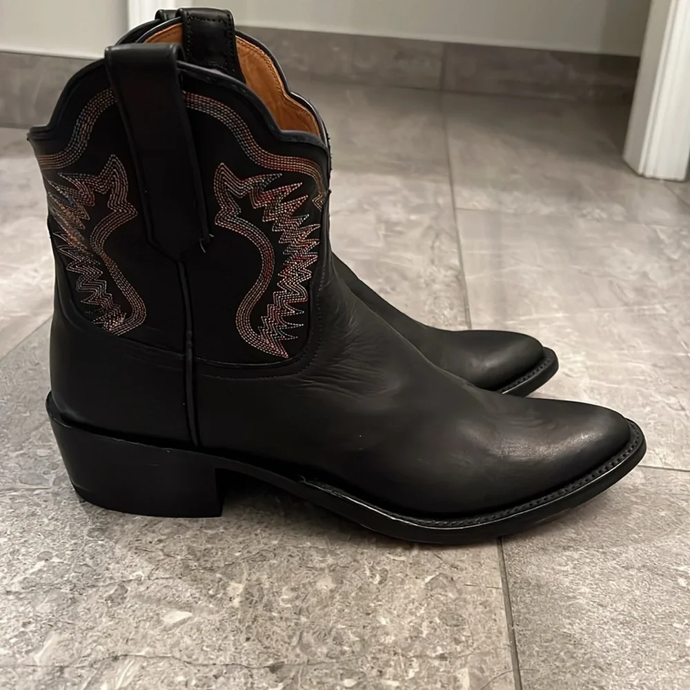 RIO Of Mercedes Black Short Leather Western Boots - Picture 4 of 12